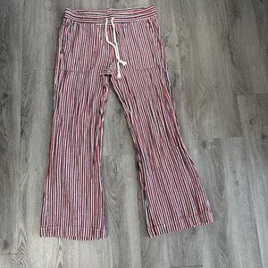 Indigo Rein Linen Pants Womens Large Multicolor Striped‎ Wide Leg Rayon